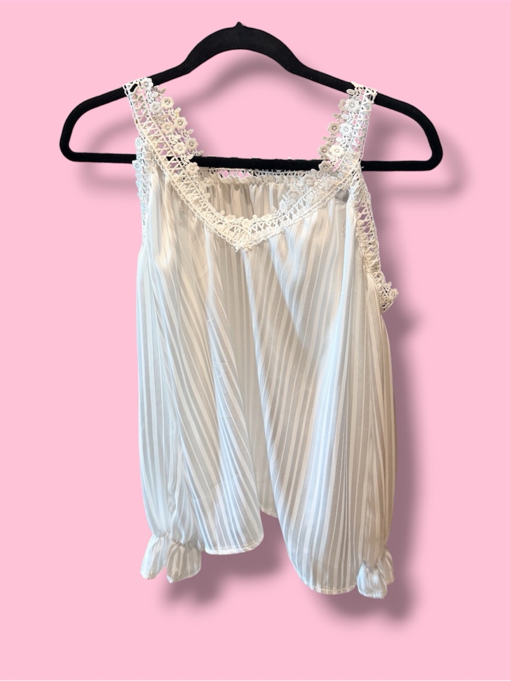 White Crochet-Trim Sleeveless Blouse